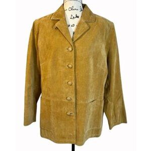 Stan Herman Studio M Medium Tan Leather Jacket 100% Leather Button Front Pockets
